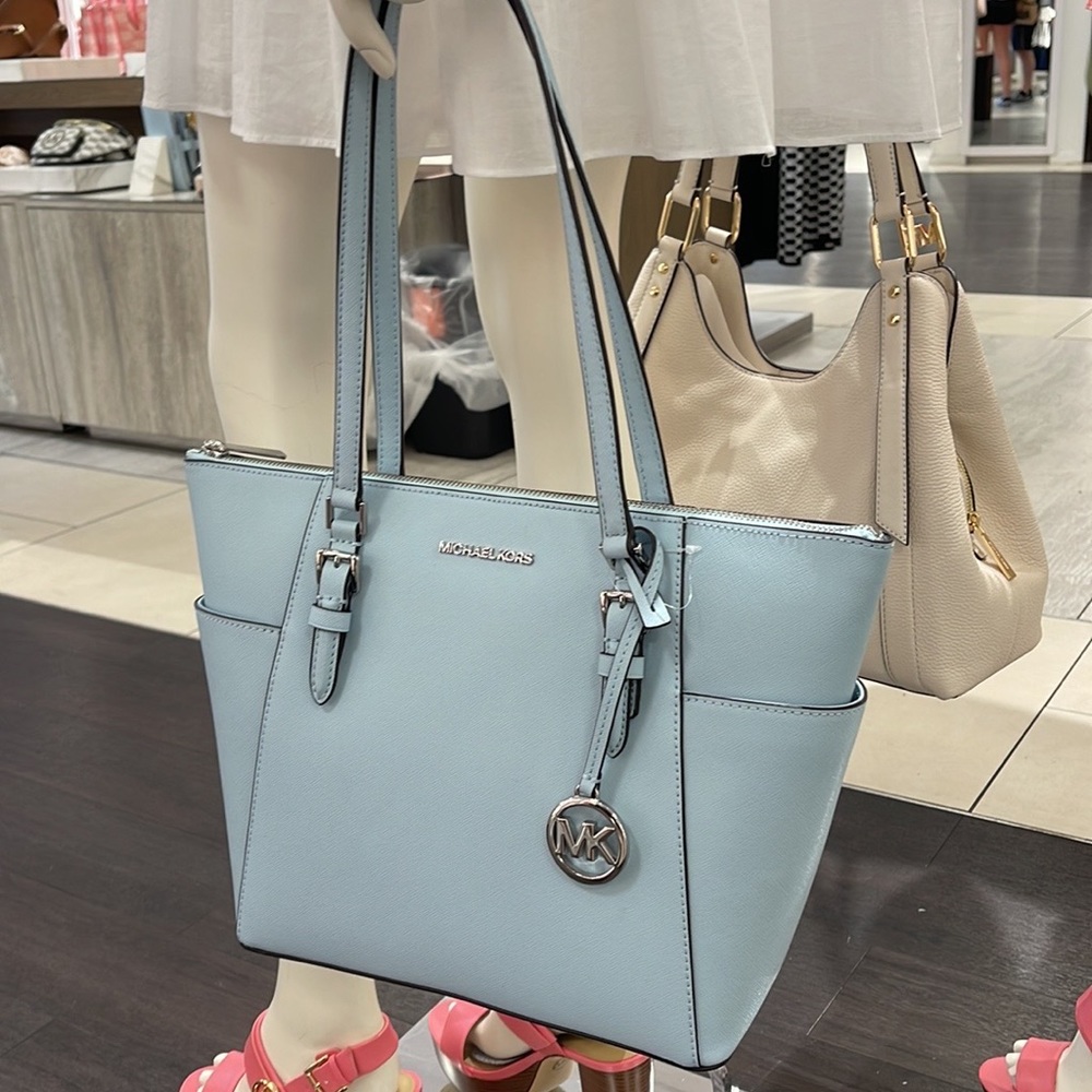 MICHAEL KORS Charlotte Large Leather Top-Zip Tote
Vista Blue 
NWT - Picture 7 of 16